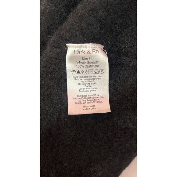 Lark & Ro Sweater Women's Size Small Black 100% Cashmere V-Neck Long Sleeve - Picture 7 of 8